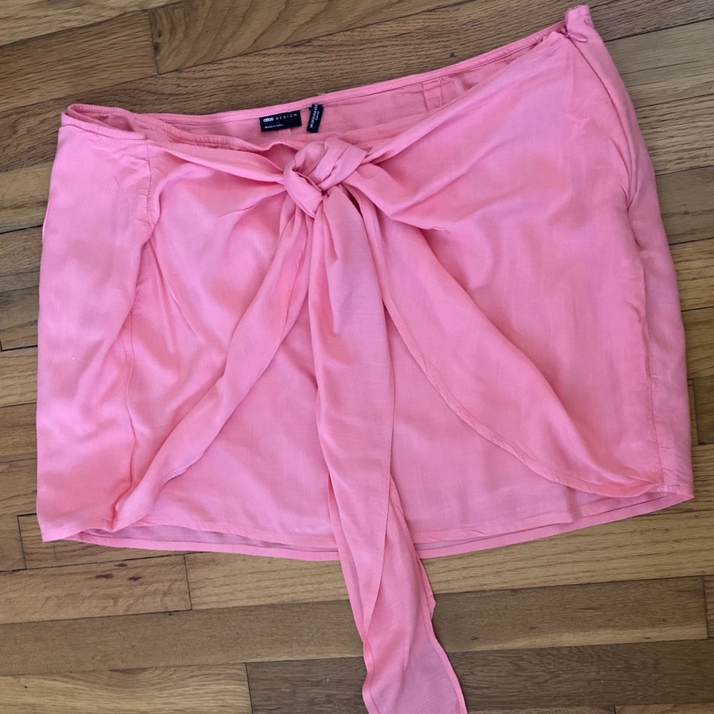 Vibrant Pink Mini Wrap Skirt with Tie Front